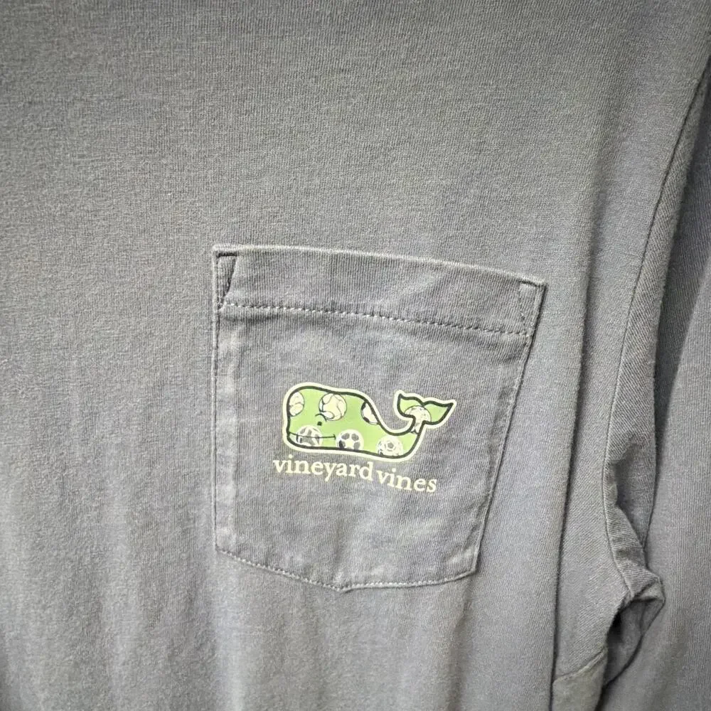 Vineyard Vines Boys Youth Large Long Sleeve Pocket T Shirt Blue Whale Logo